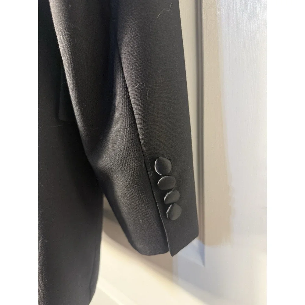 Jos‎ A Bank Formal Elegant Tuxedo Black Jacket Wool/ Satin Trim Sz 43L Wedding